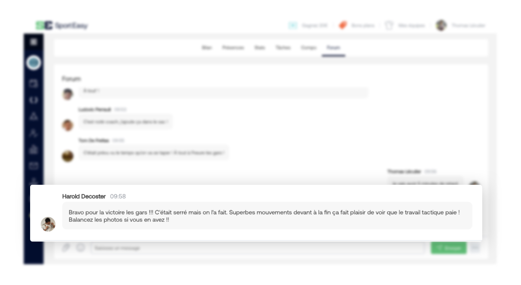 message forum d'après-match sporteasy