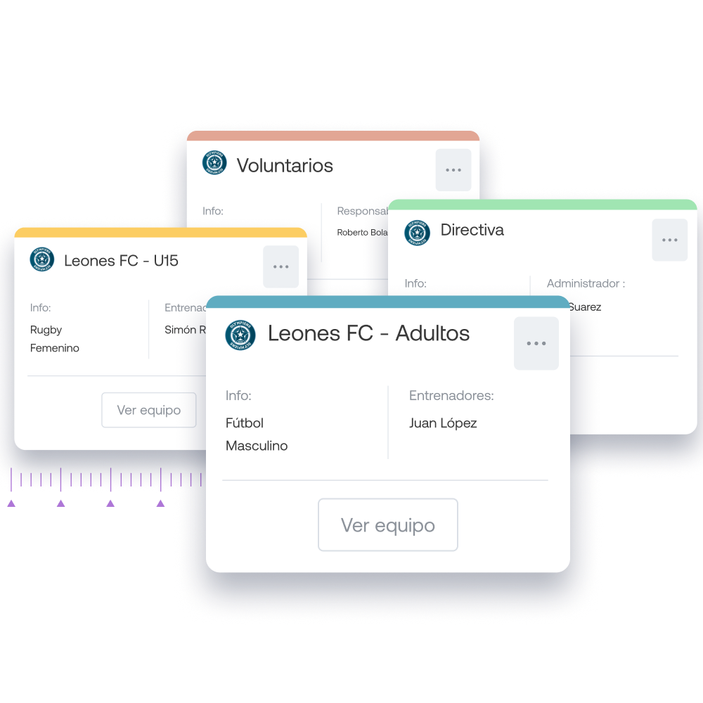 Imagen presentando la posibilidad de crear varios equipos o grupos en SportEasy