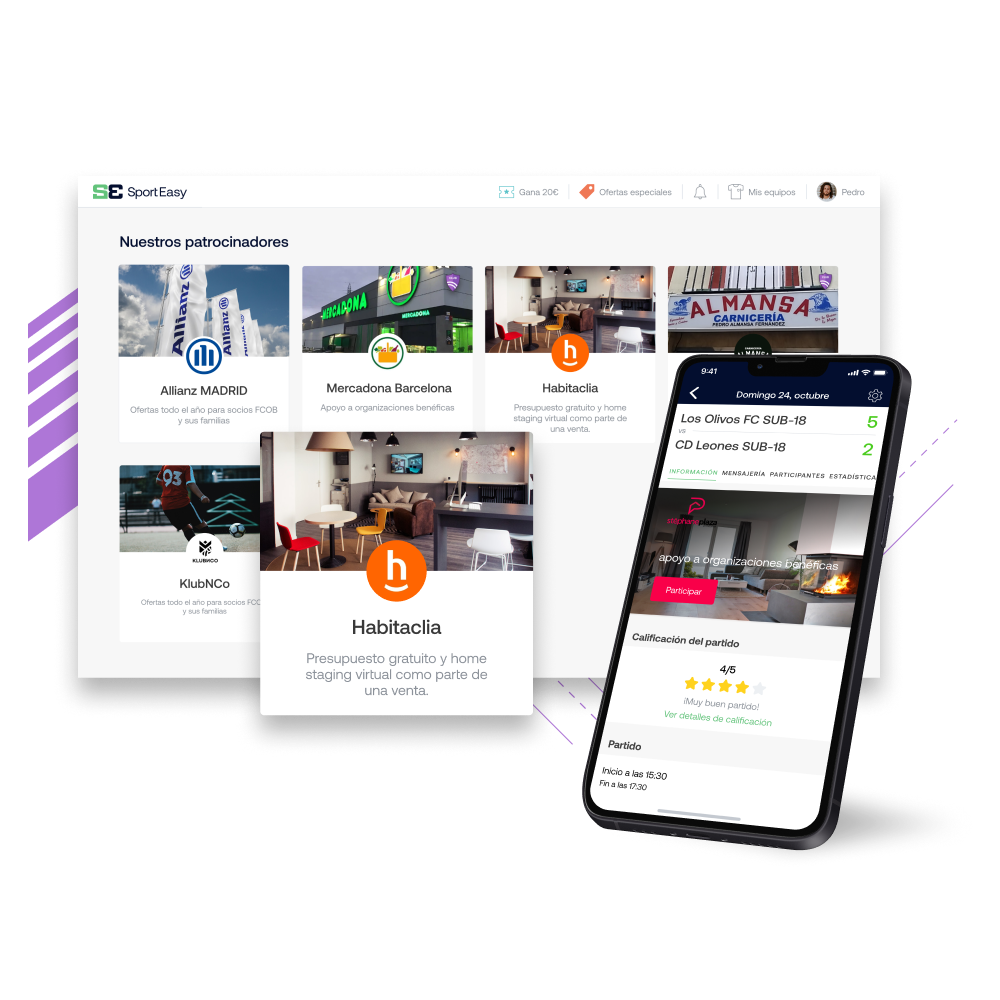 Imagen que muestra la posibilidad de darle visibilidad a los patrocinadores del club en SportEasy