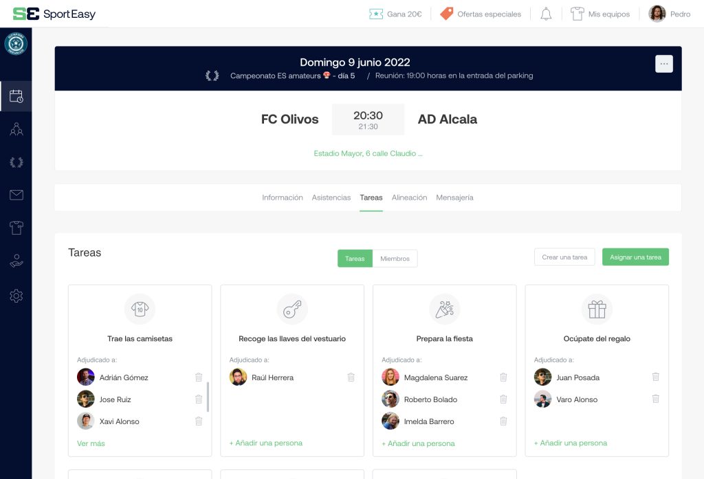 Puedes asignar tareas a los jugadores en SportEasy