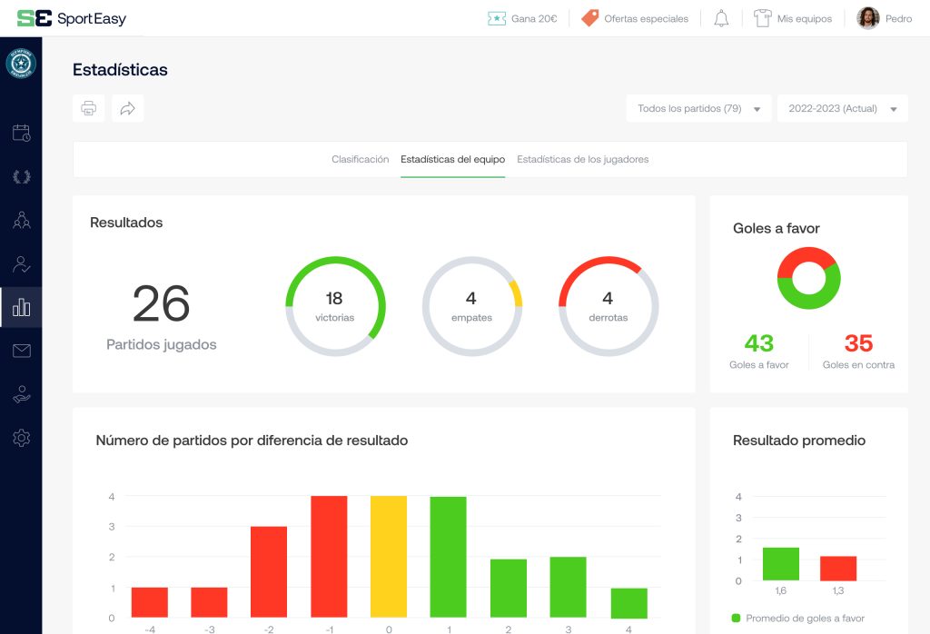 Sigue las estadísticas colectivas e individuales en SportEasy