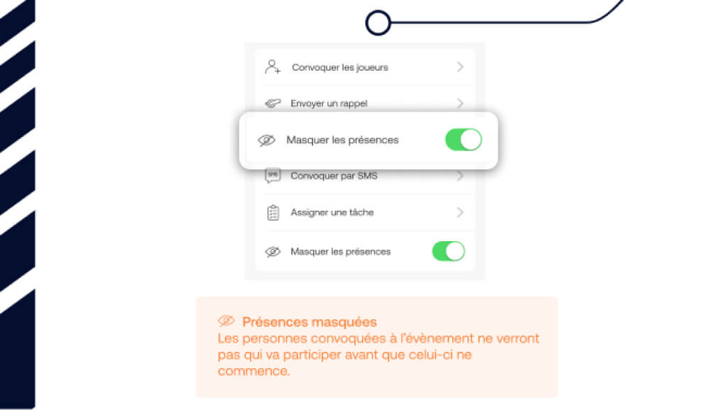 Fonctionnalité permettant de masquer les présences à un événment sur SportEasy